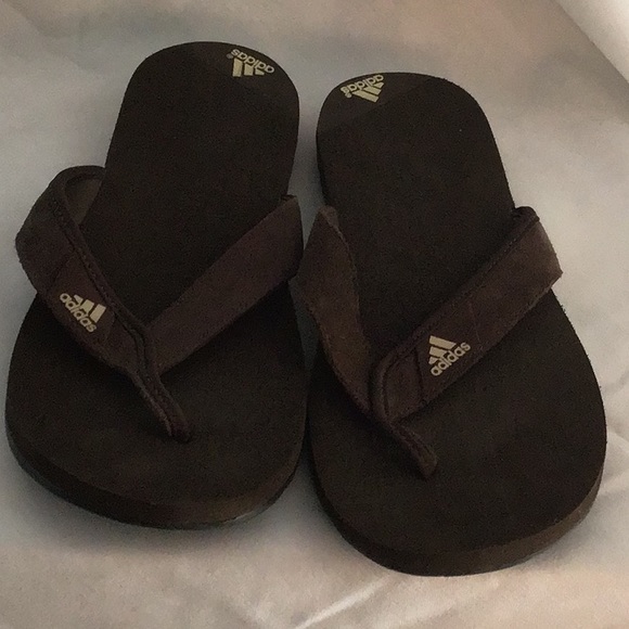 adidas Shoes - Adidas brown flip flops women’s 9, men’s 7,